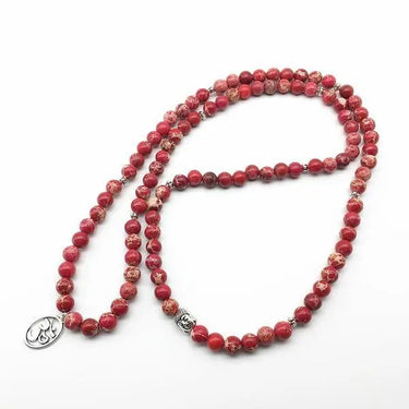 Om Charm 108 Natural Red Regalite Mala-Your Soul Place